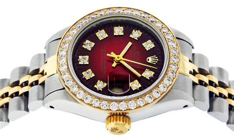 rolex ladies two tone 14k red vignette vs diamond